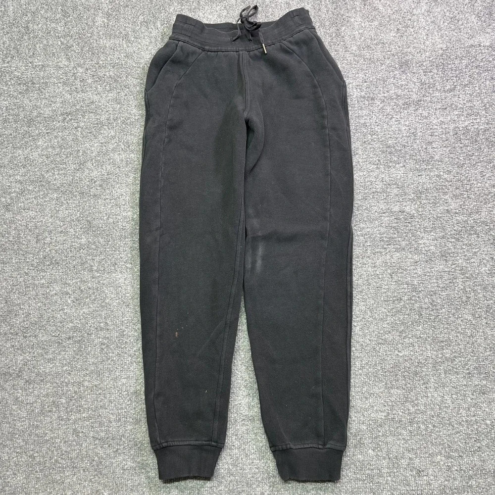 Lululemon Sweatpants Womens 2 Black Fleece Jogger Pockets Athletic LW5CUNS